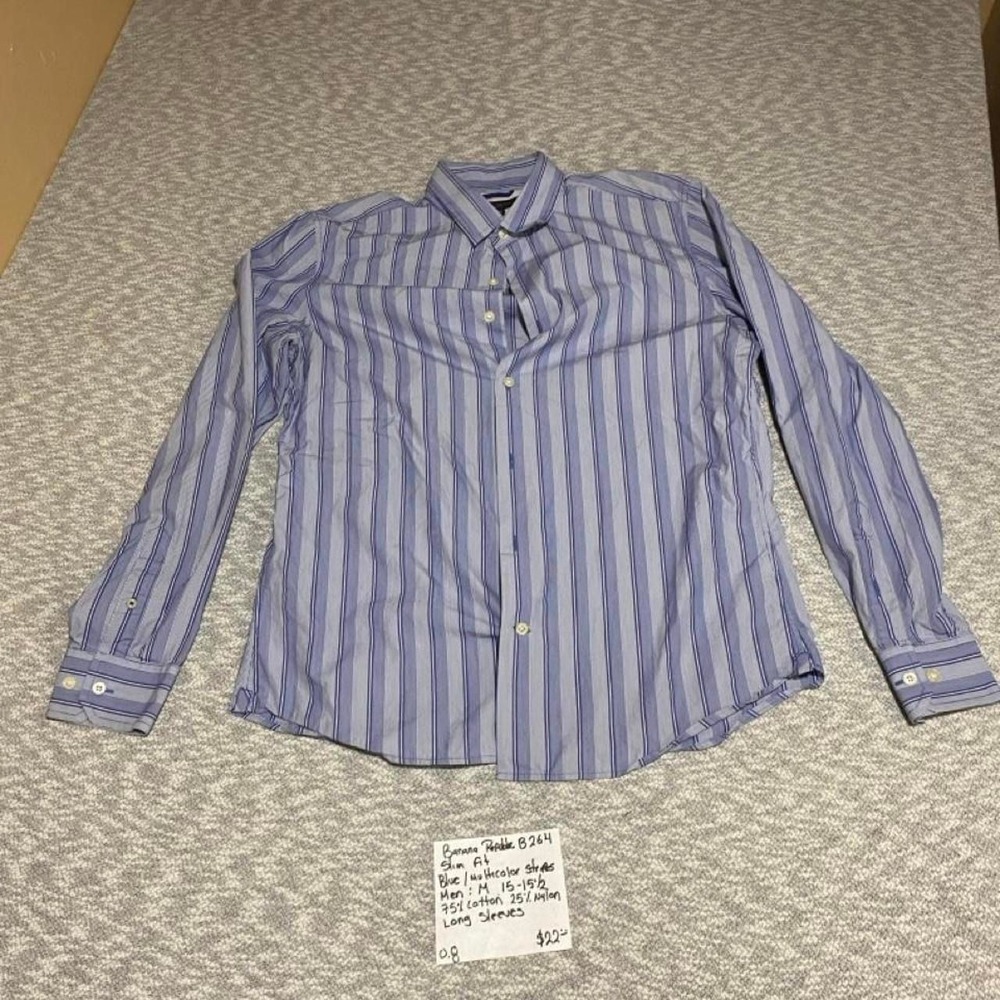 Banana Republic Blue Striped Long Sleeve Button Down Shirt men M. SKU-B264